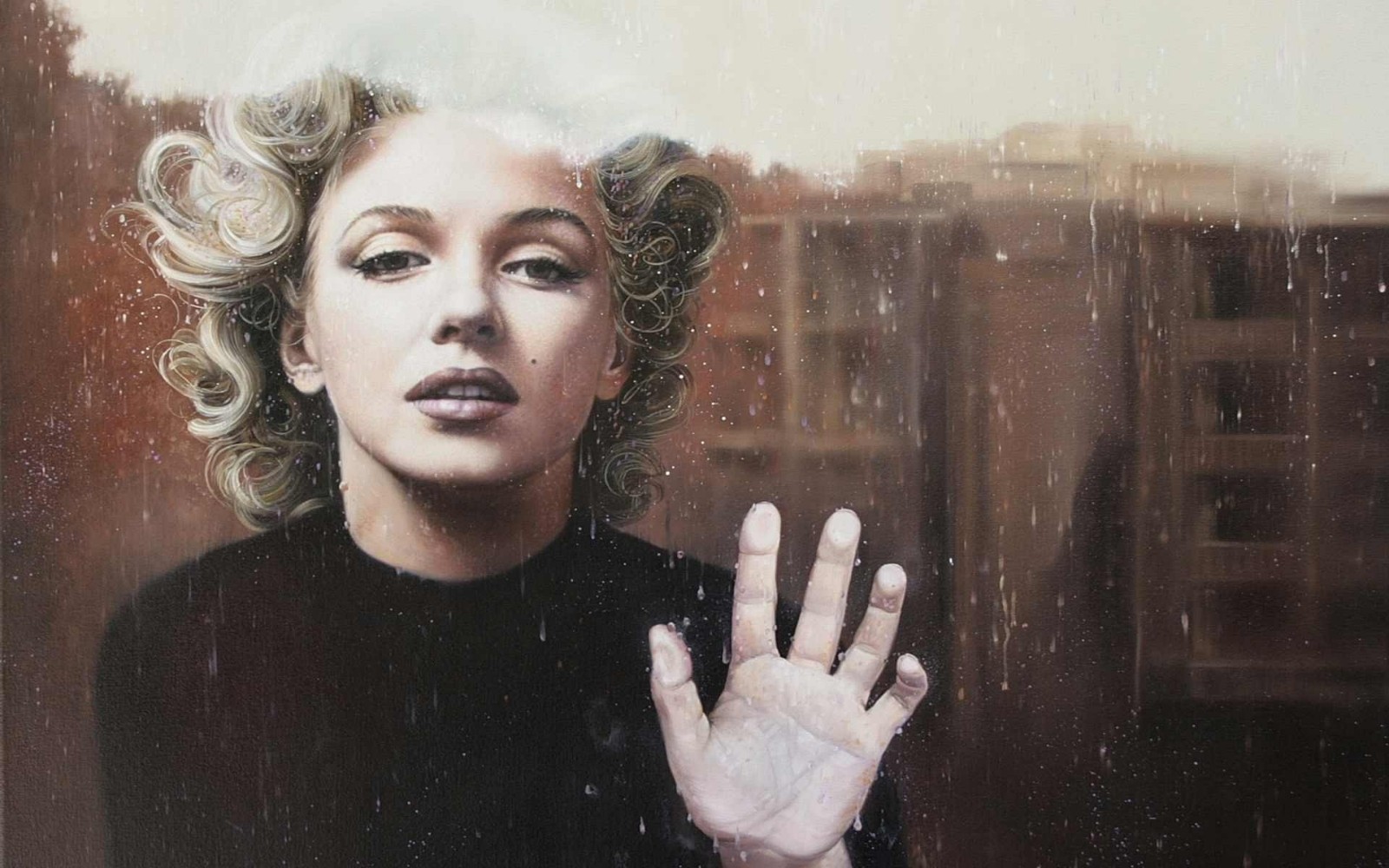 People 1600x1000 Marilyn Monroe vintage women digital art actress blonde artwork hands