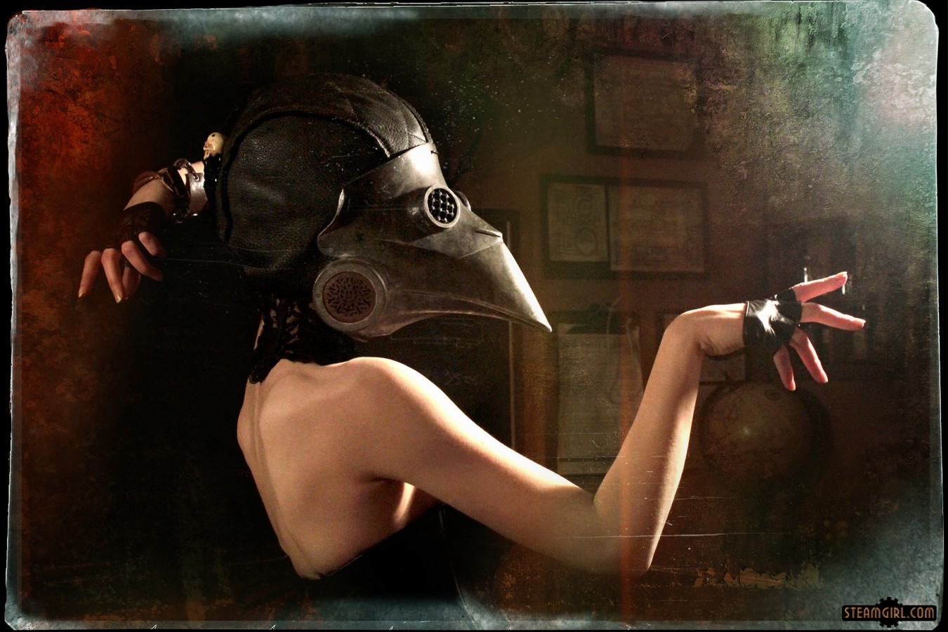 People 1350x900 steam girl steampunk Kato Lambert mask women indoors indoors model women