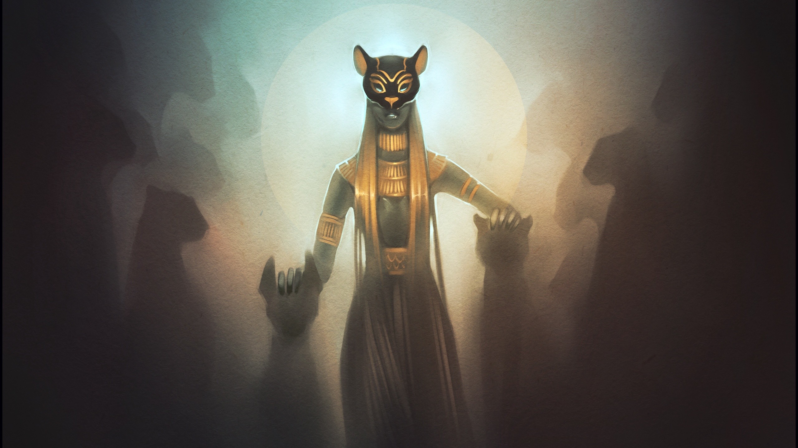 General 2560x1438 Egyptian cats artwork fantasy art digital art