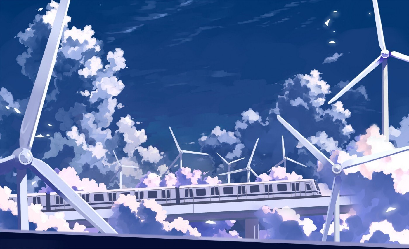 General 1400x854 artwork anime sky train vehicle
