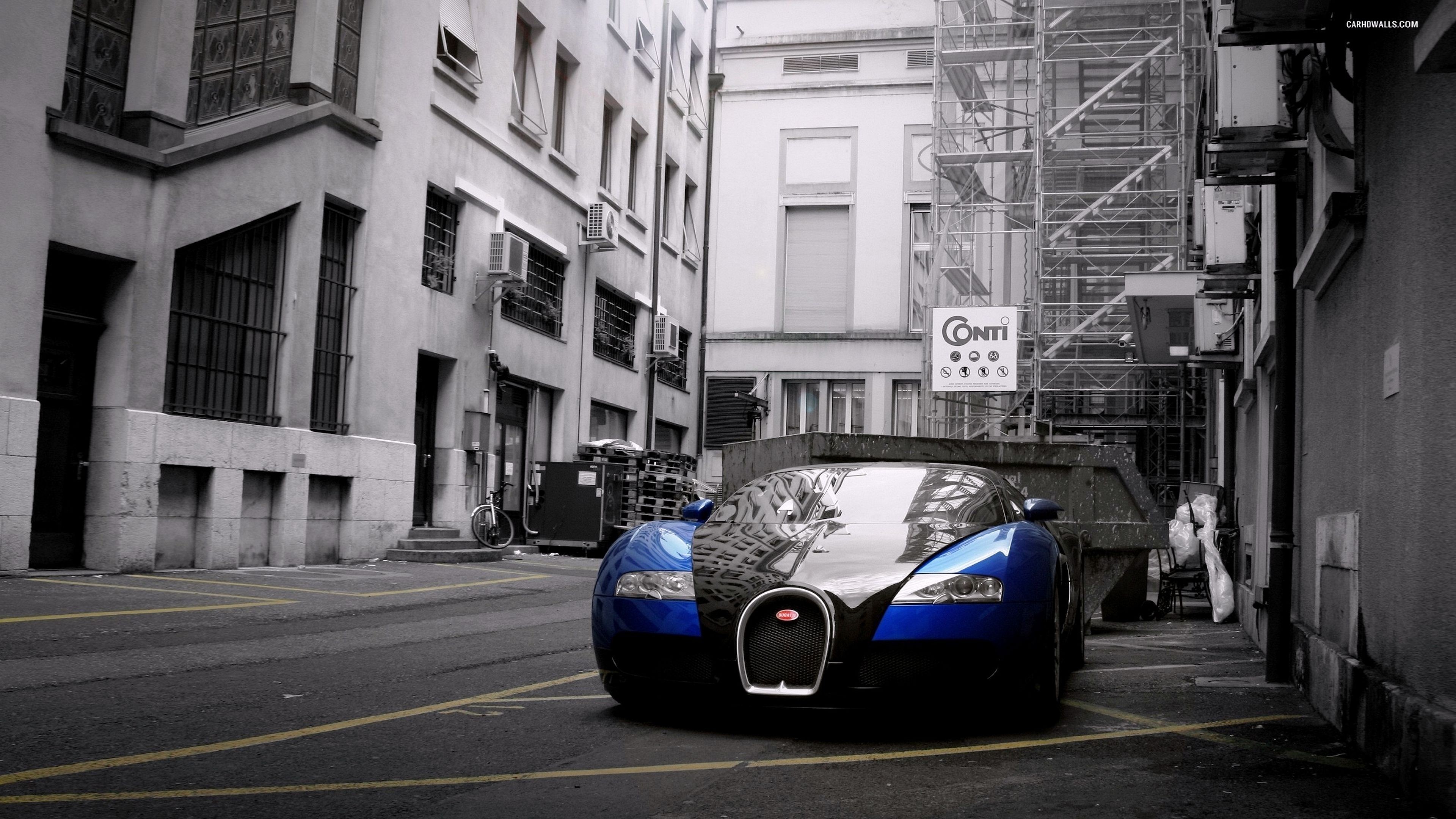 General 3840x2160 Bugatti Veyron Bugatti car vehicle selective coloring blue cars French Cars Volkswagen Group Hypercar