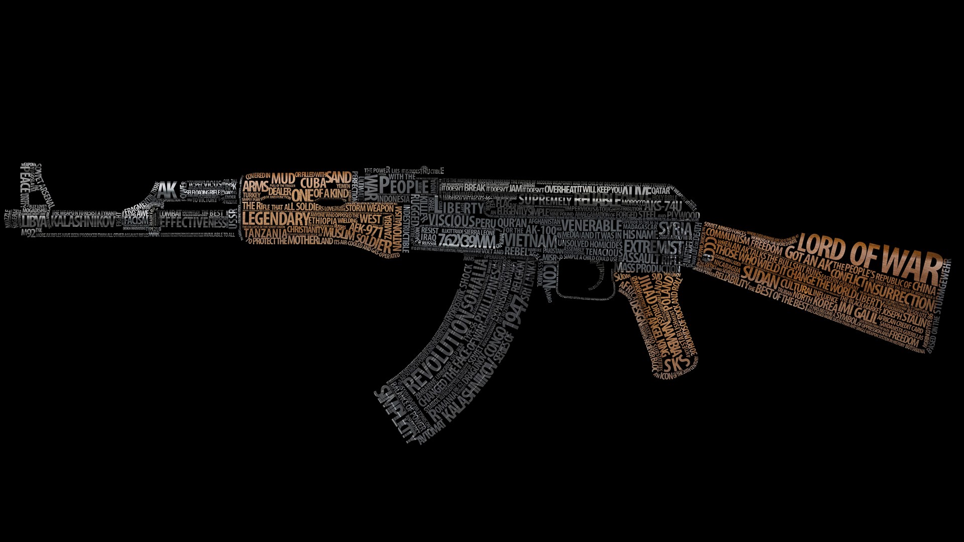 General 1920x1080 AK-47 text weapon typography black background