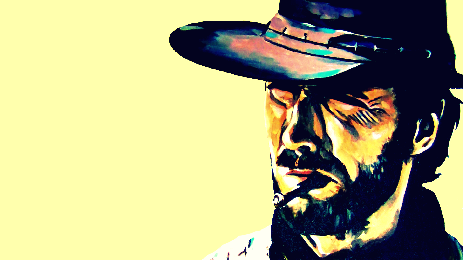 General 1920x1080 Clint Eastwood artwork actor cigars men movies western simple background