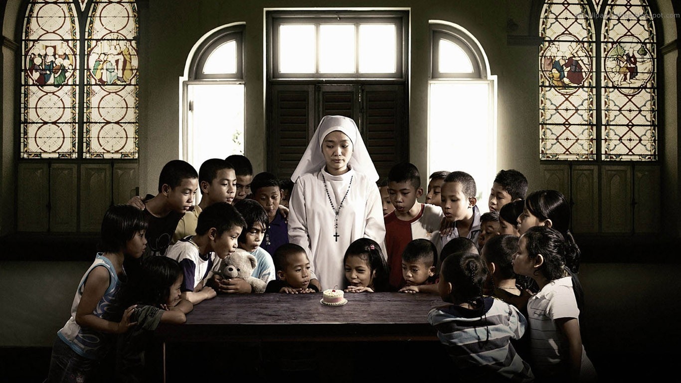 People 1366x768 artwork nuns cake children food sweets Asian