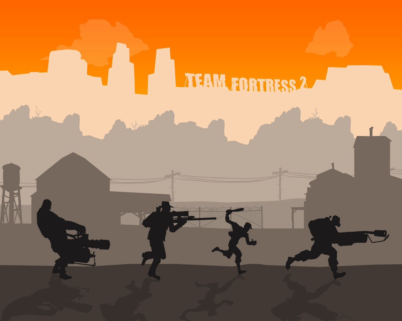 General 1280x1024 Team Fortress 2 Valve Corporation Heavy (TF2) Sniper (TF2) Scout (TF2) Pyro (TF2) minimalism gun sniper rifle machine gun flamethrower PC gaming