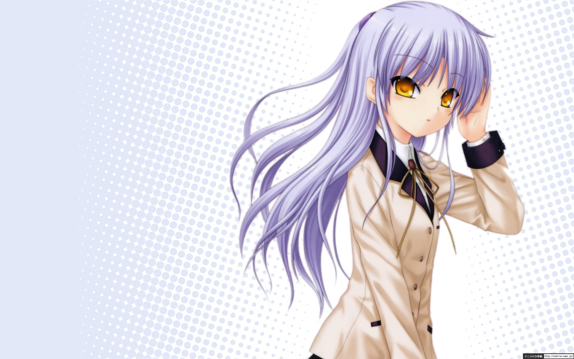 Anime 1920x1200 anime girls anime purple hair yellow eyes simple background looking at viewer long hair