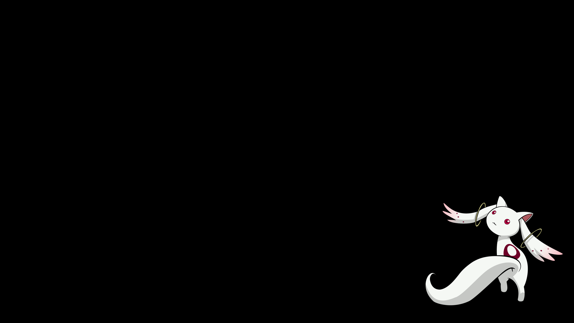Anime 1920x1080 anime Mahou Shoujo Madoka Magica Kyuubey minimalism red eyes simple background black background