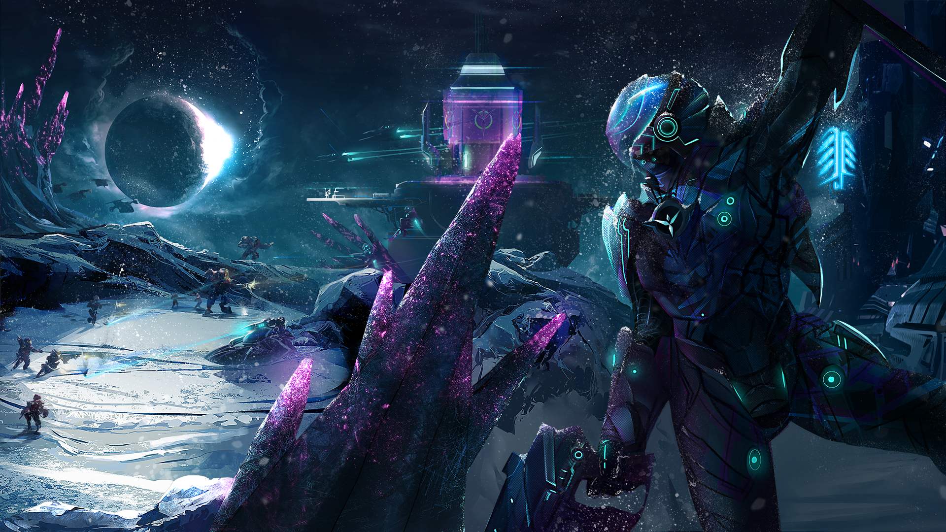 General 1920x1080 science fiction futuristic battle space ice spaceship robot Planetside 2 Vanu Sovereignty video games PC gaming video game art