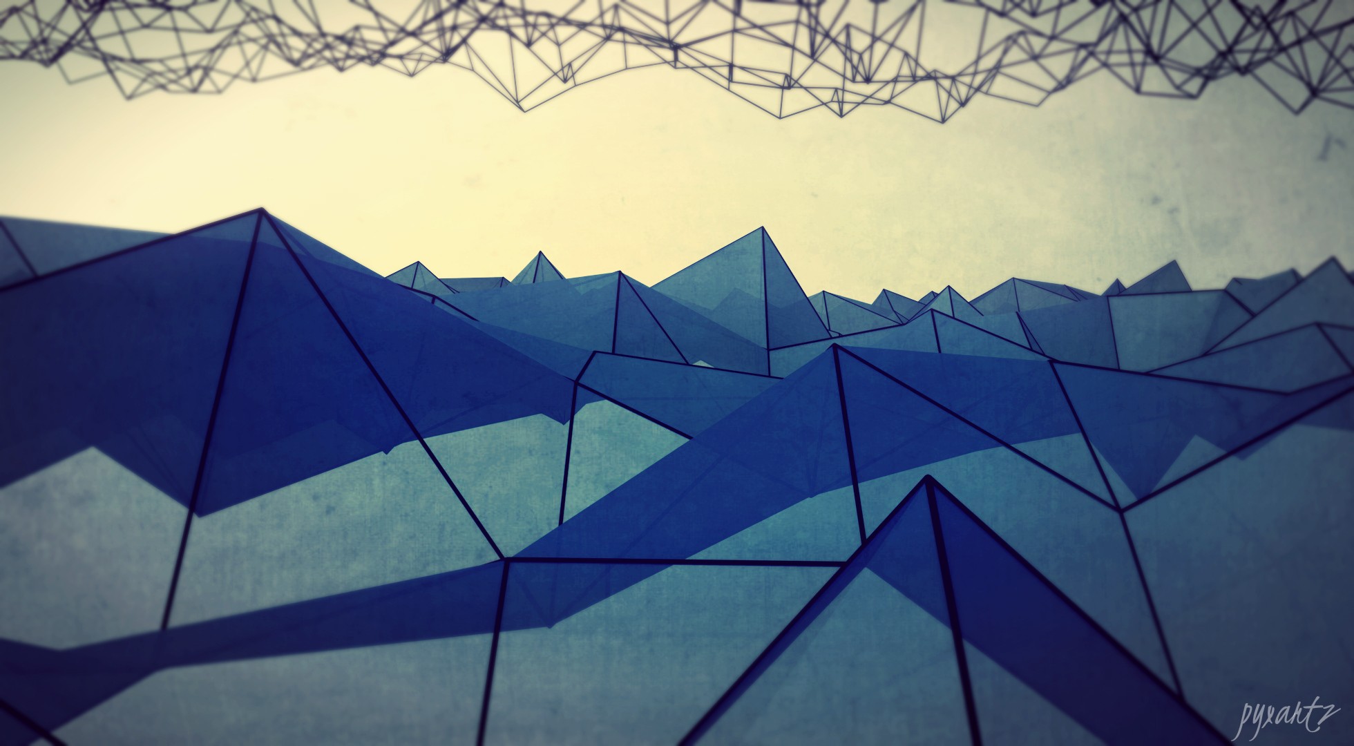 General 1960x1080 abstract low poly triangle digital art