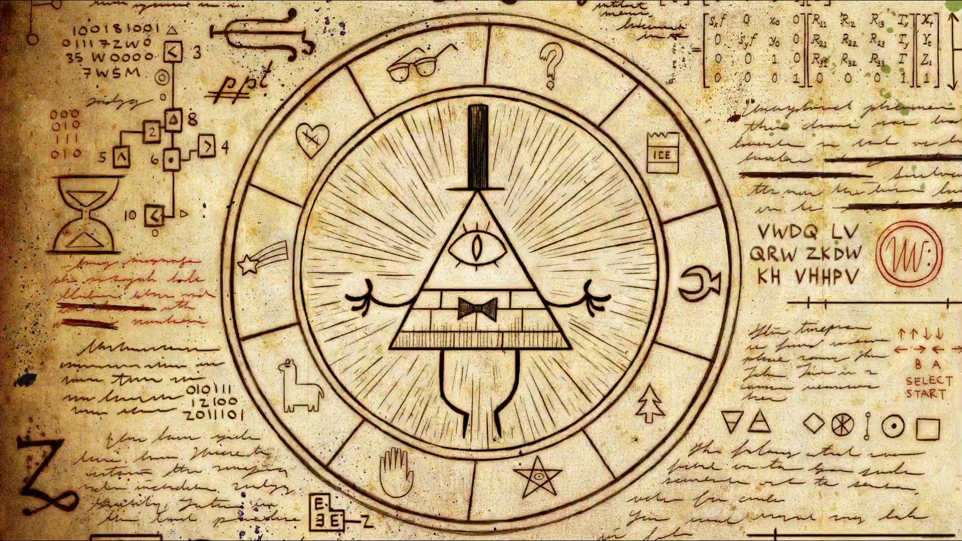 General 1920x1080 Gravity Falls Illuminati pentagram Bill Cipher  artwork symbols cartoon hieroglyphs beige digital art
