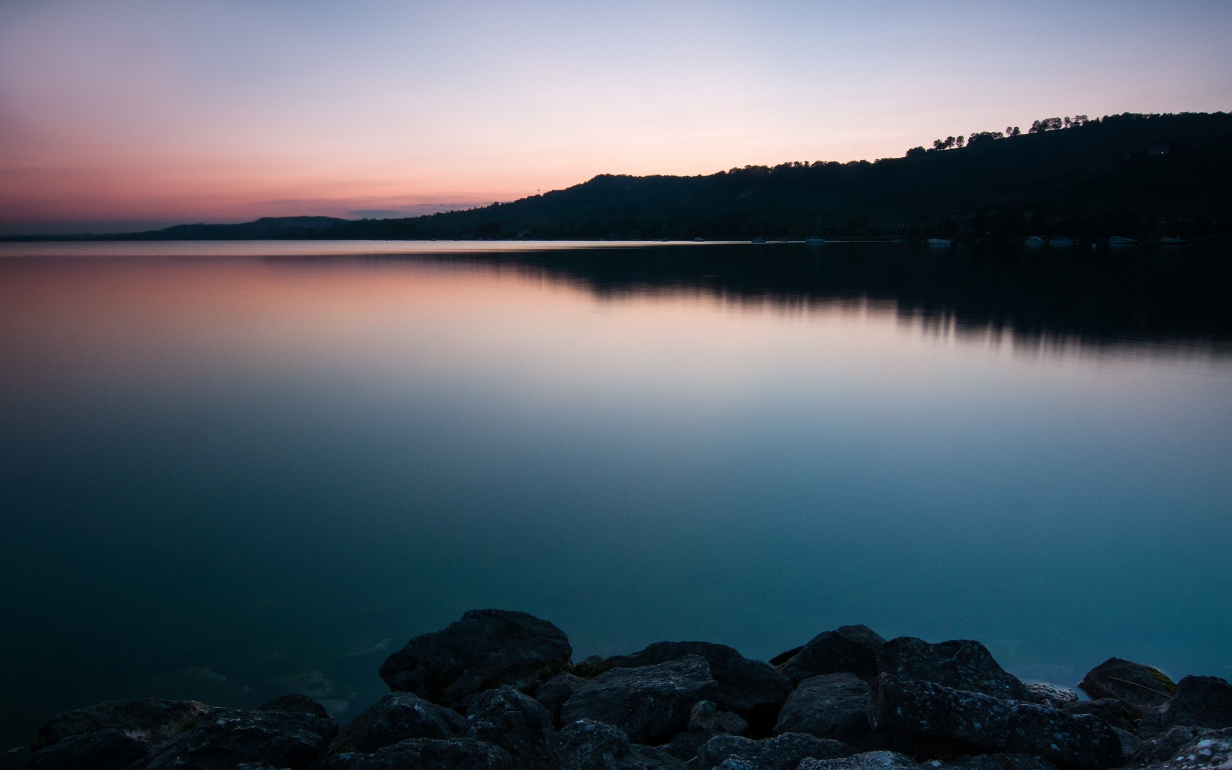 General 2457x1536 Switzerland landscape rocks silhouette reflection lake low light