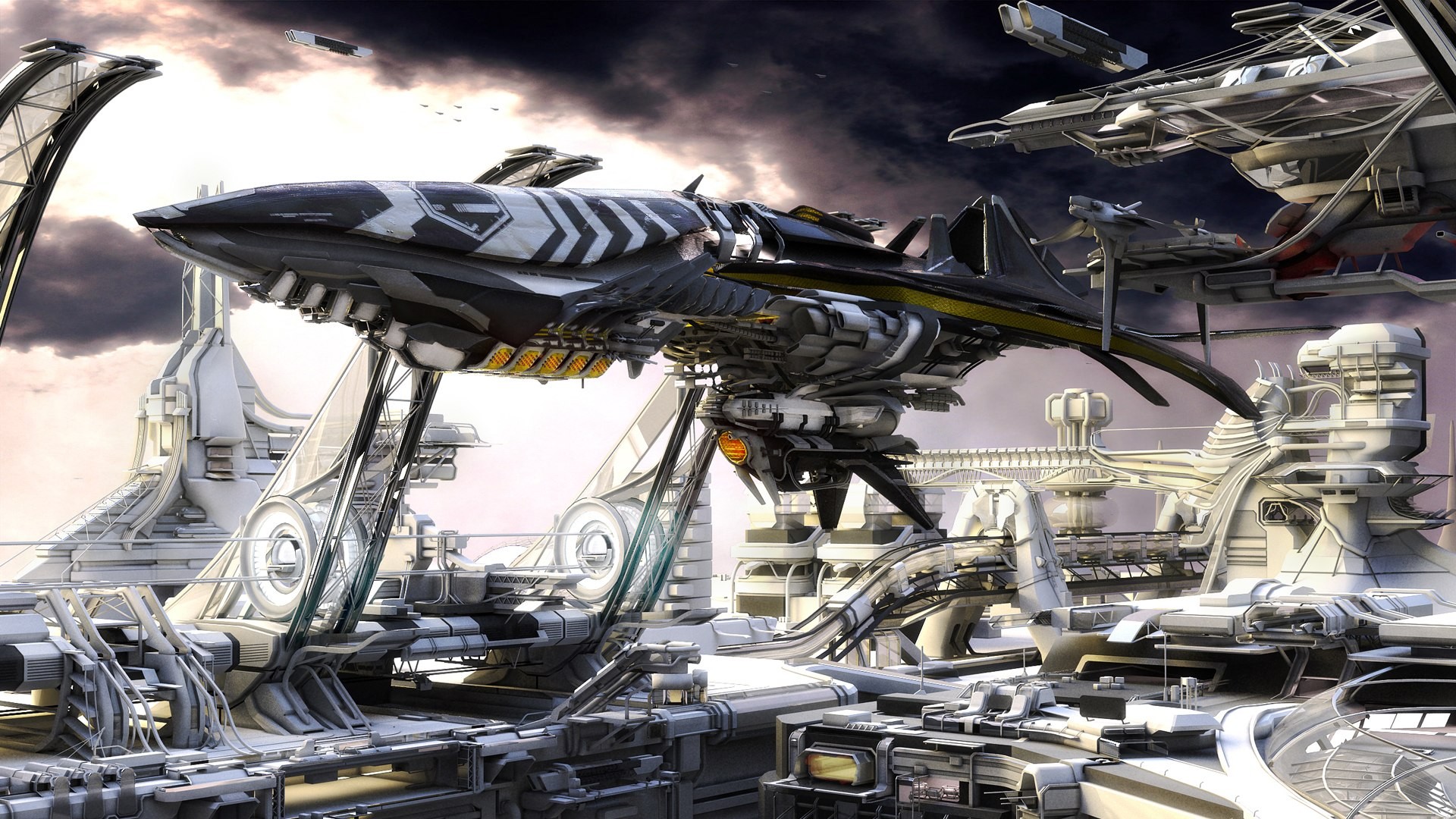 General 1920x1080 spaceship space station vehicle science fiction futuristic