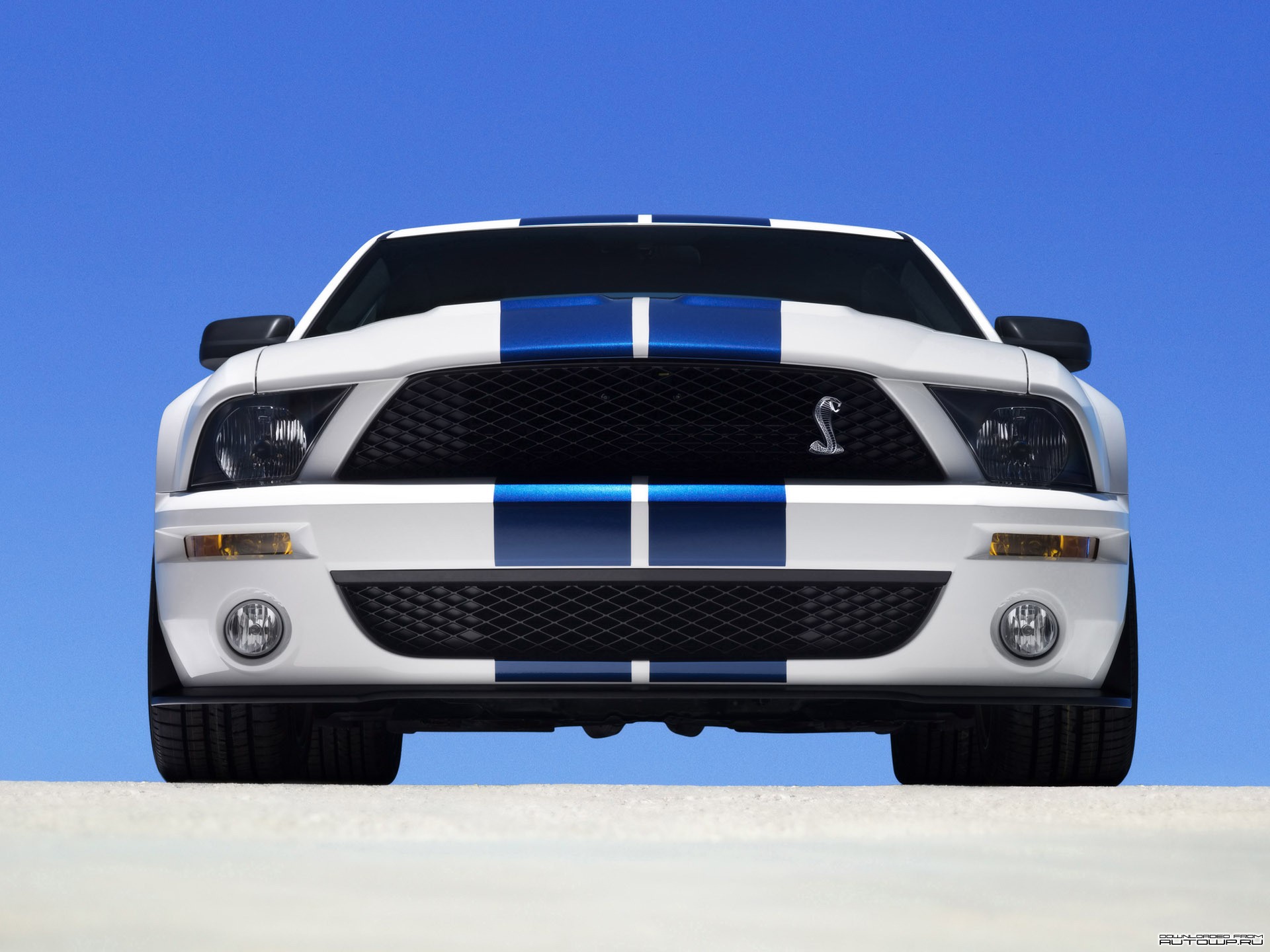 General 1920x1440 car Ford Mustang Ford Mustang Shelby racing stripes frontal view worm's eye view Ford vehicle white cars Ford Mustang S-197 muscle cars American cars