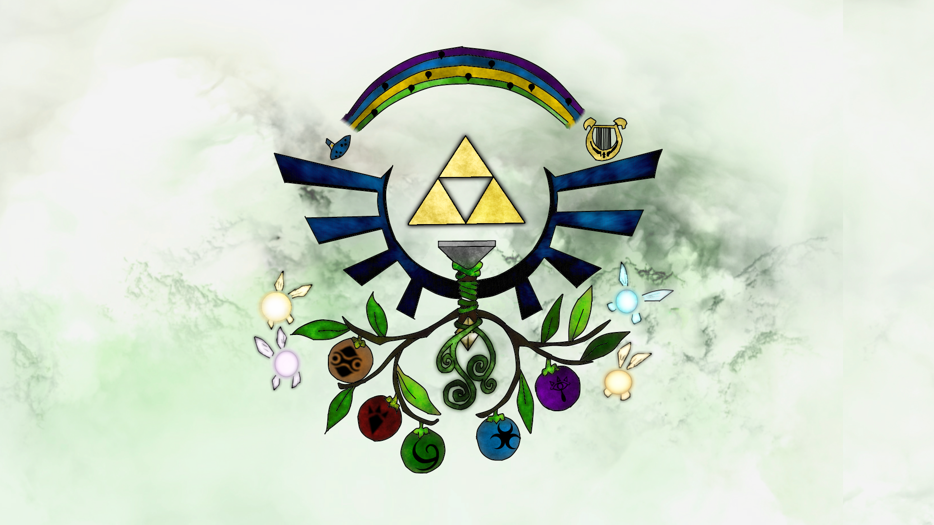 General 1920x1080 The Legend of Zelda video games Triforce video game art simple background white background