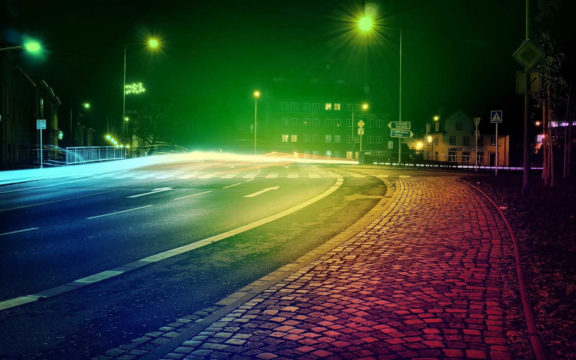 General 1920x1200 road colorful street cityscape long exposure