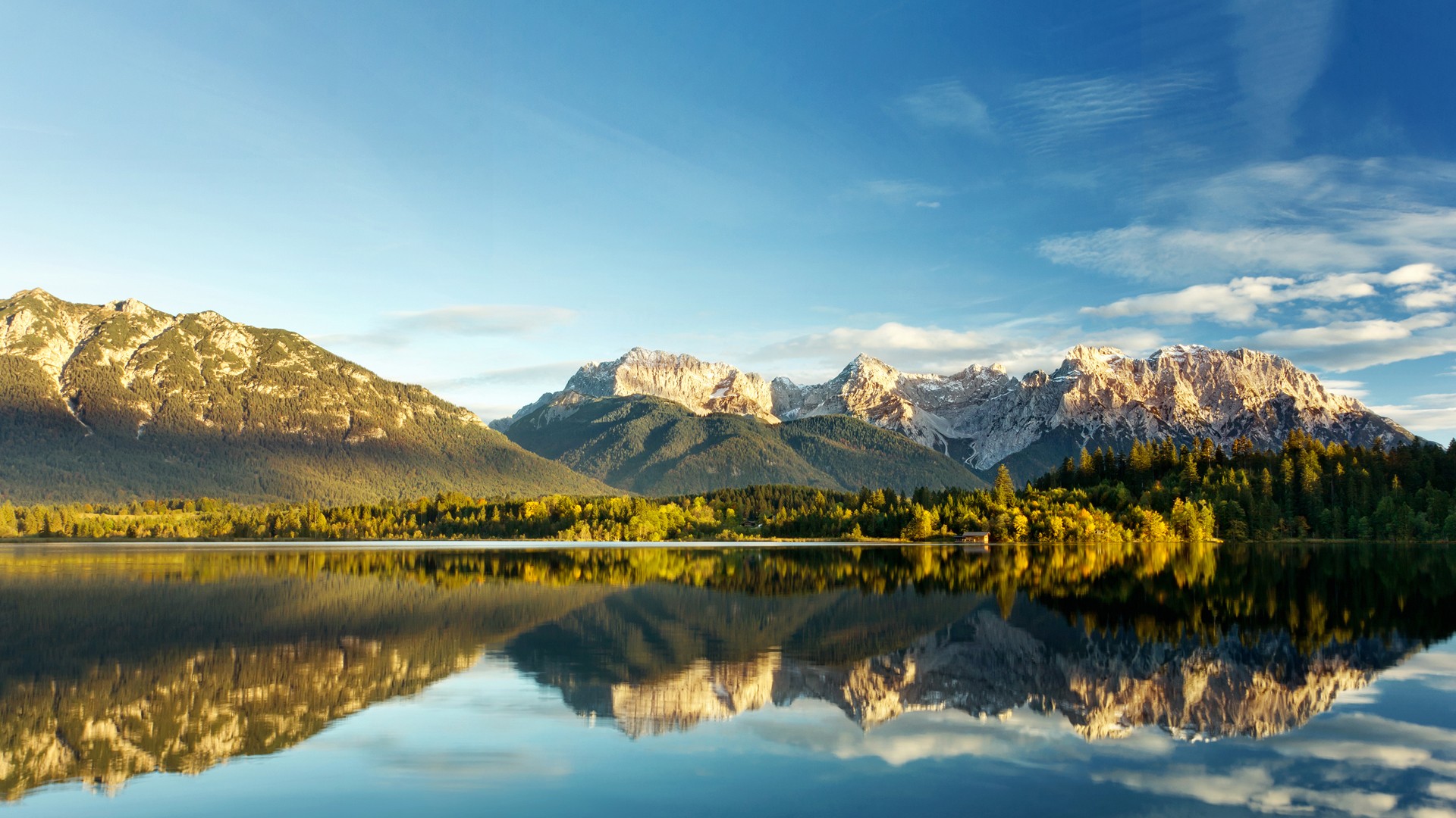 General 1920x1080 landscape nature mountains lake forest reflection clouds sky calm calm waters