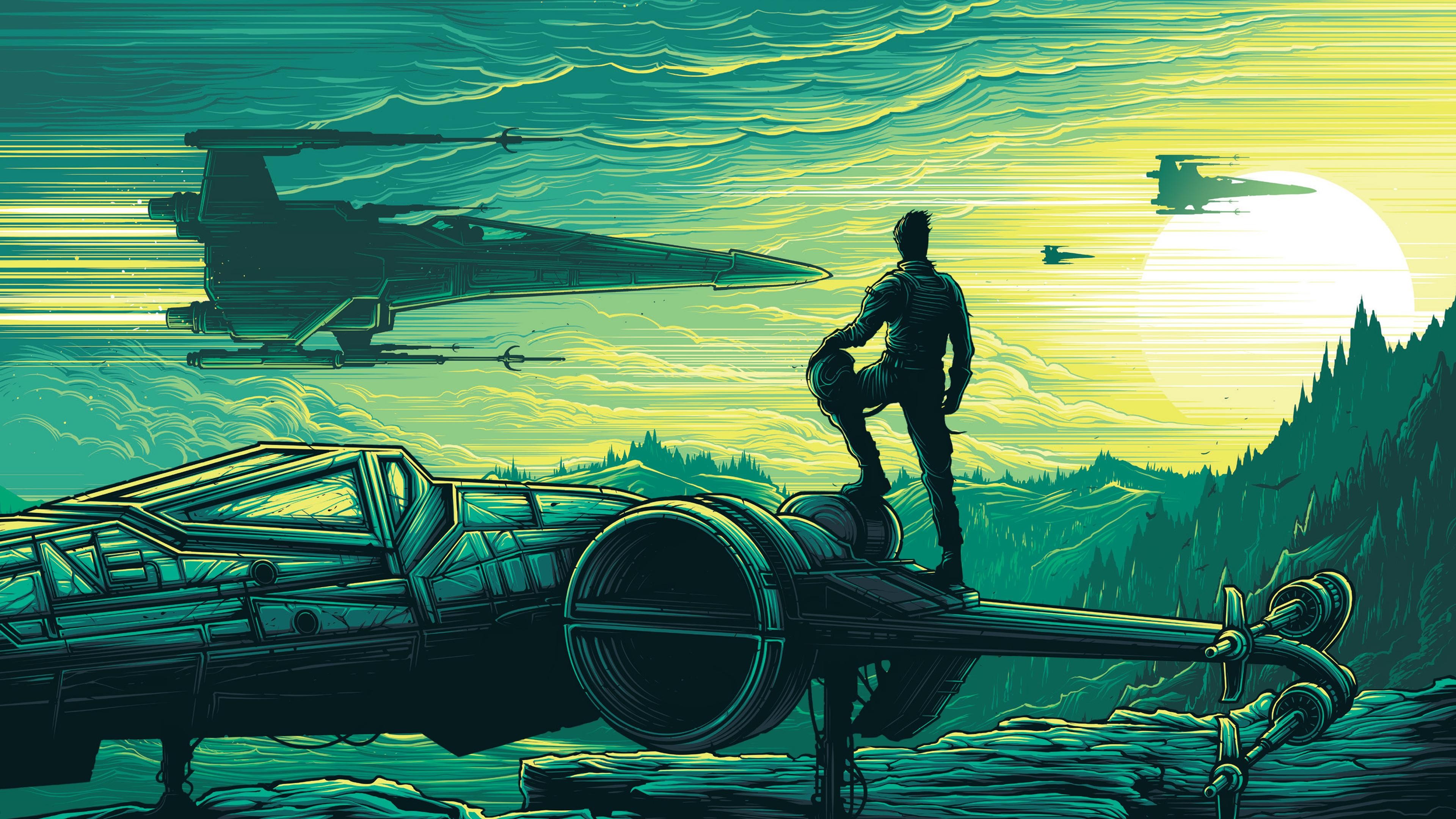 General 3840x2160 Star Wars: The Force Awakens Star Wars Dan Mumford X-wing Star Wars Ships sky science fiction artwork