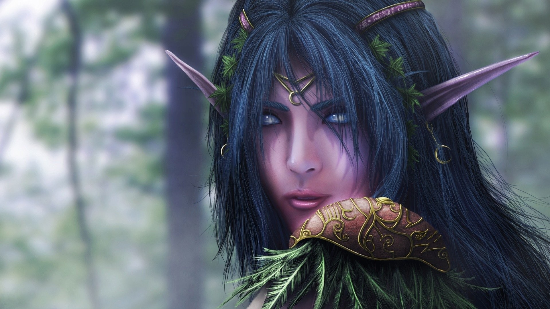 General 1920x1080 elves World of Warcraft Blizzard Entertainment video games fantasy girl PC gaming pointy ears fantasy art video game girls face closeup