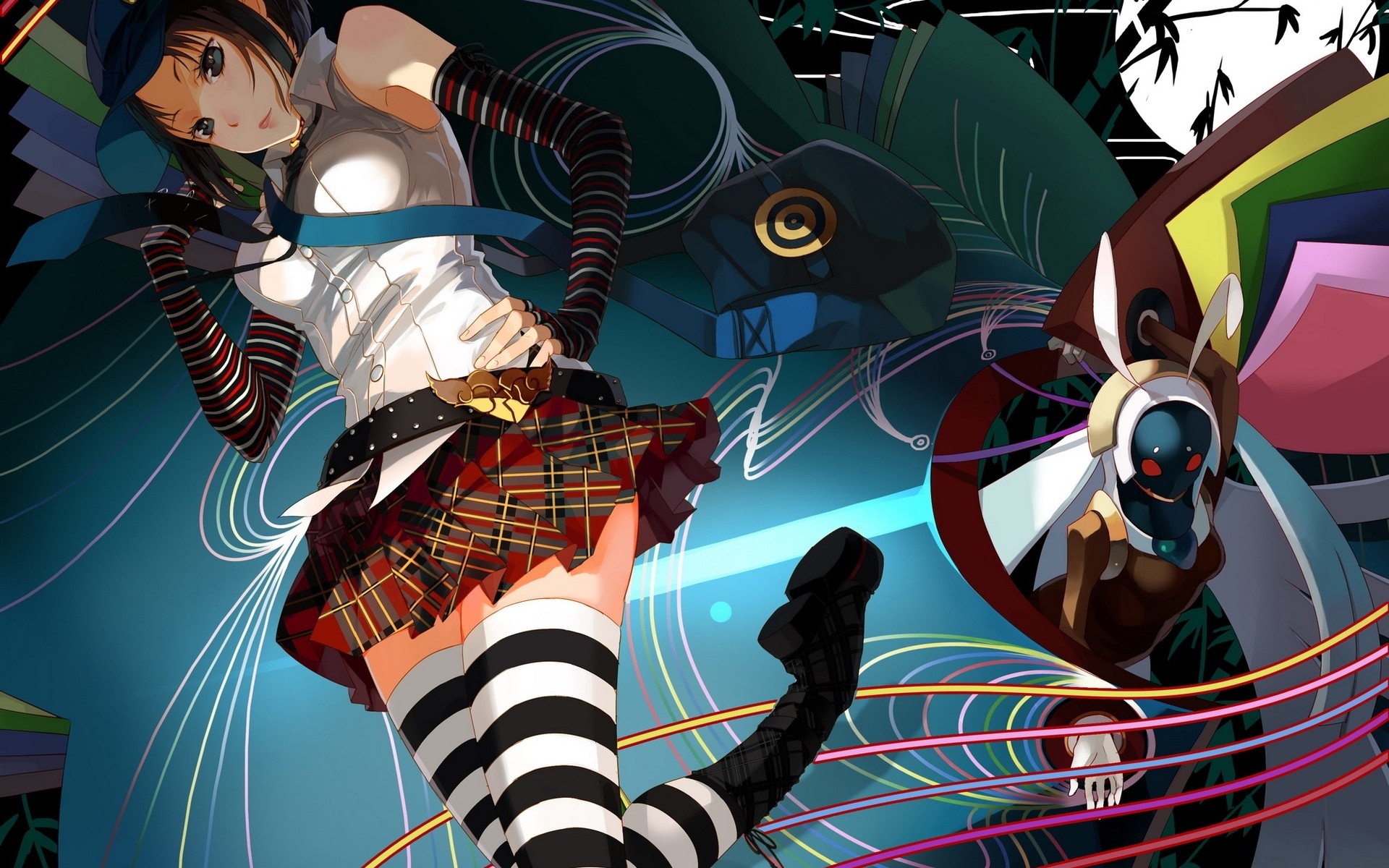 Anime 1920x1200 anime thigh-highs Persona 3 Persona 4 Marie (Persona 4) Persona series miniskirt striped stockings stockings anime girls video games video game girls