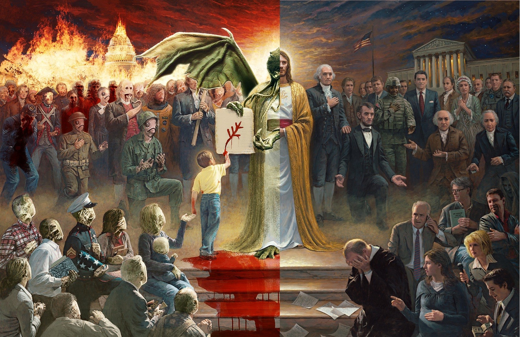 General 1668x1080 artwork political figure politics identity politics Jesus Christ devil people Cthulhu H. P. Lovecraft death blood gore apocalyptic creature horror