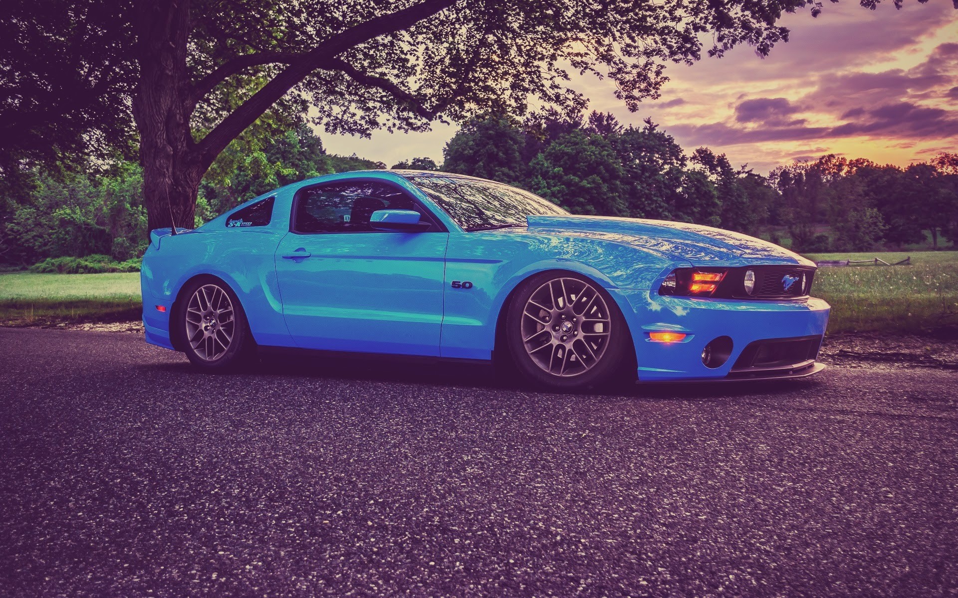 General 1920x1200 Ford Mustang muscle cars low car tuning blue cars vehicle Ford Ford Mustang S-197 II American cars V8 engine