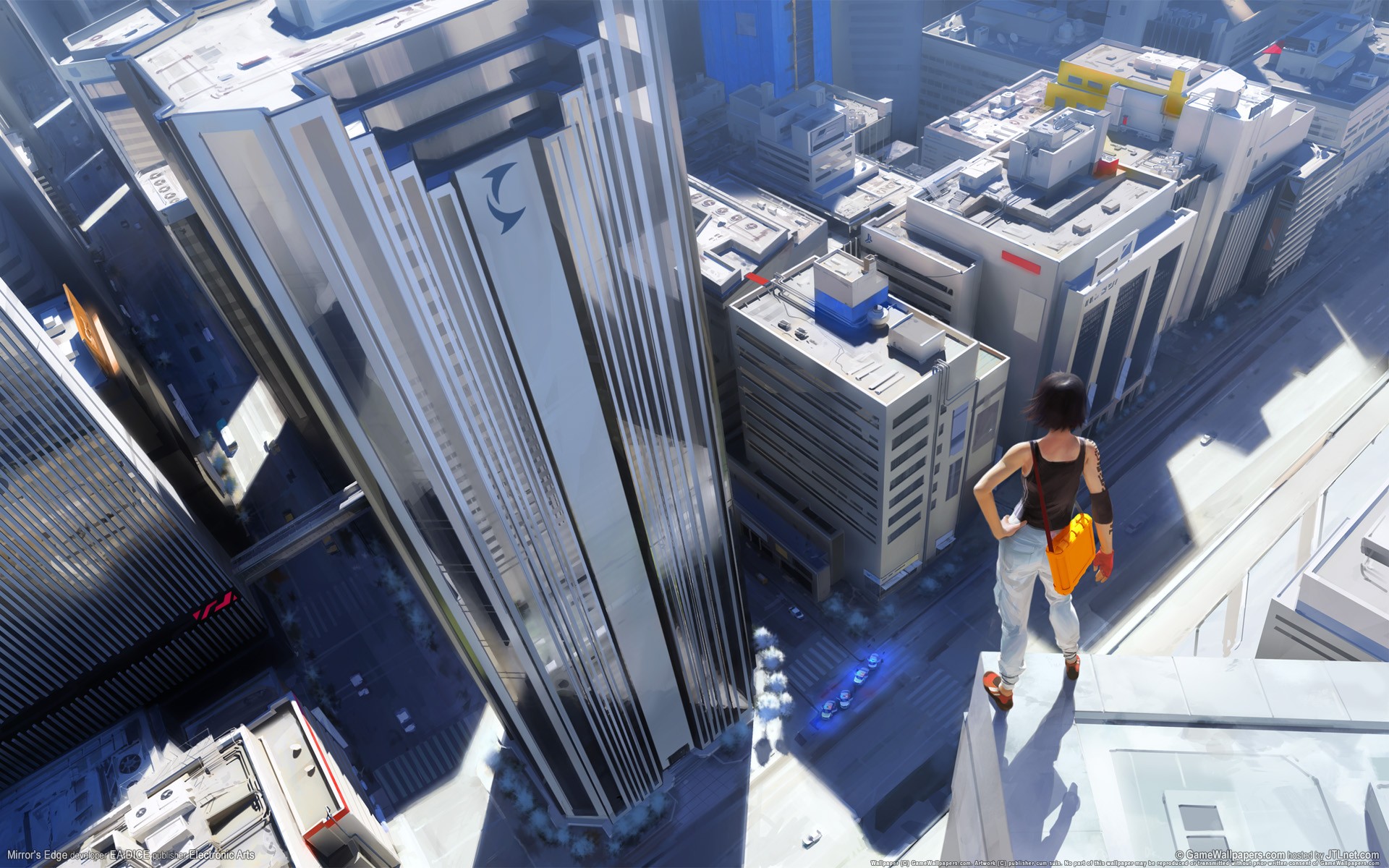 General 1920x1200 city aerial view Mirror's Edge Faith Connors rooftops video games PC gaming EA DICE Electronic Arts standing cityscape video game girls video game art digital art