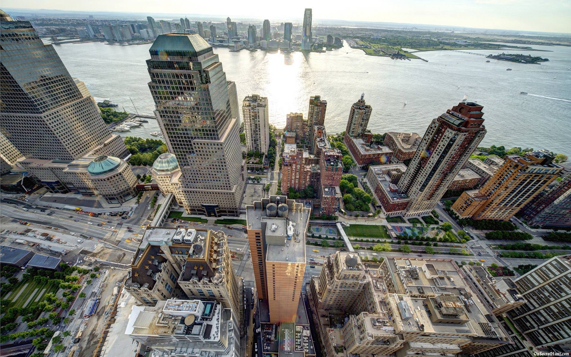 General 1920x1200 city cityscape USA Manhattan building skyscraper road water sea aerial view
