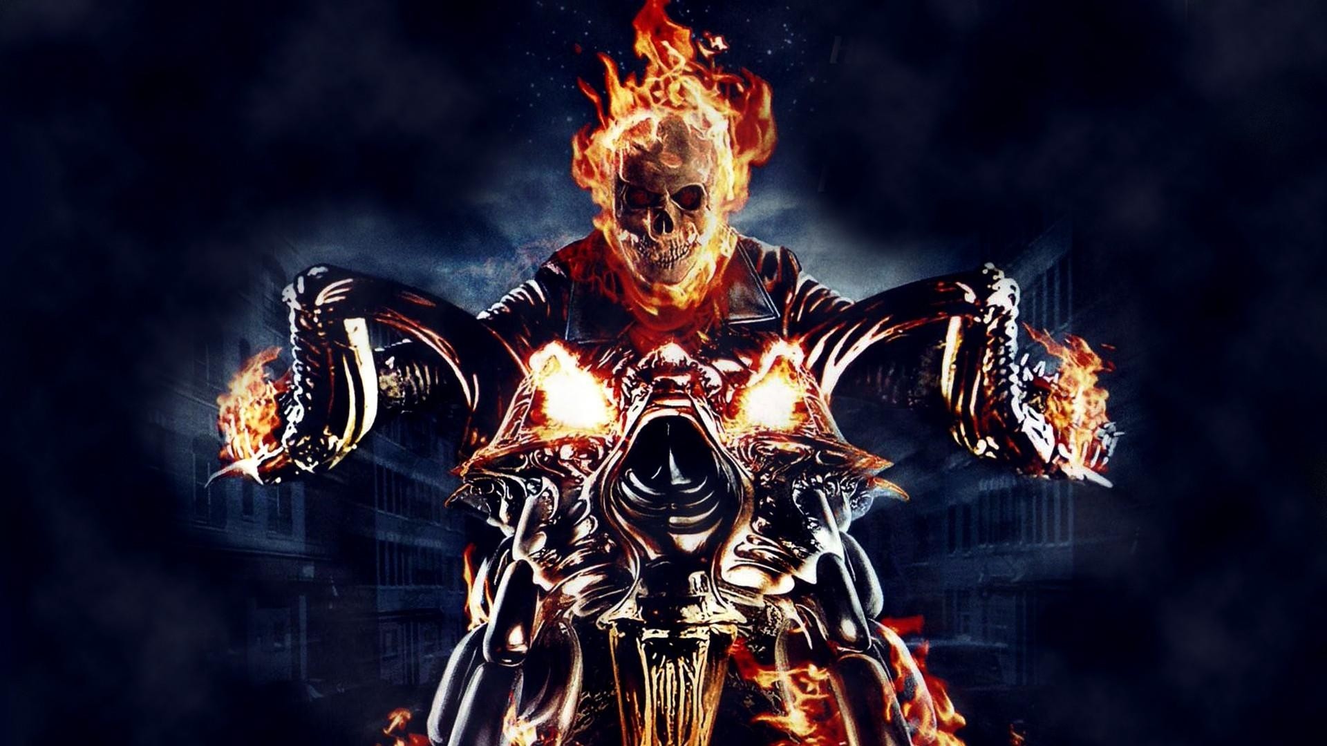 General 1920x1080 Ghost Rider skull fire motorcycle comics graphic novels