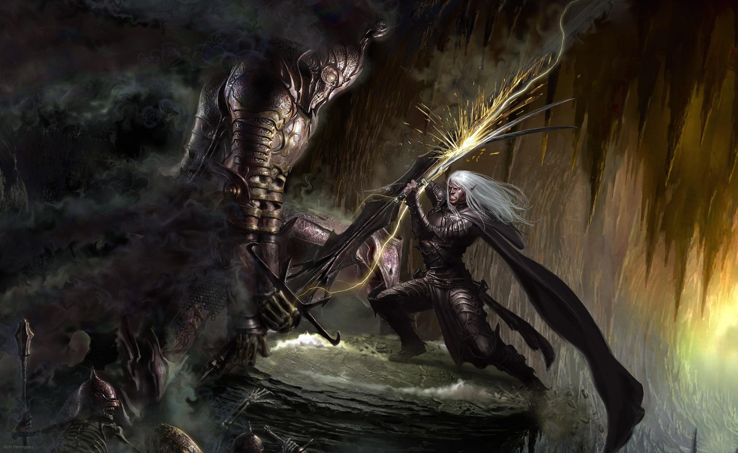 General 2560x1574 fantasy art artwork Dungeons & Dragons Drizzt Do'Urden armor battle fantasy men fantasy armor