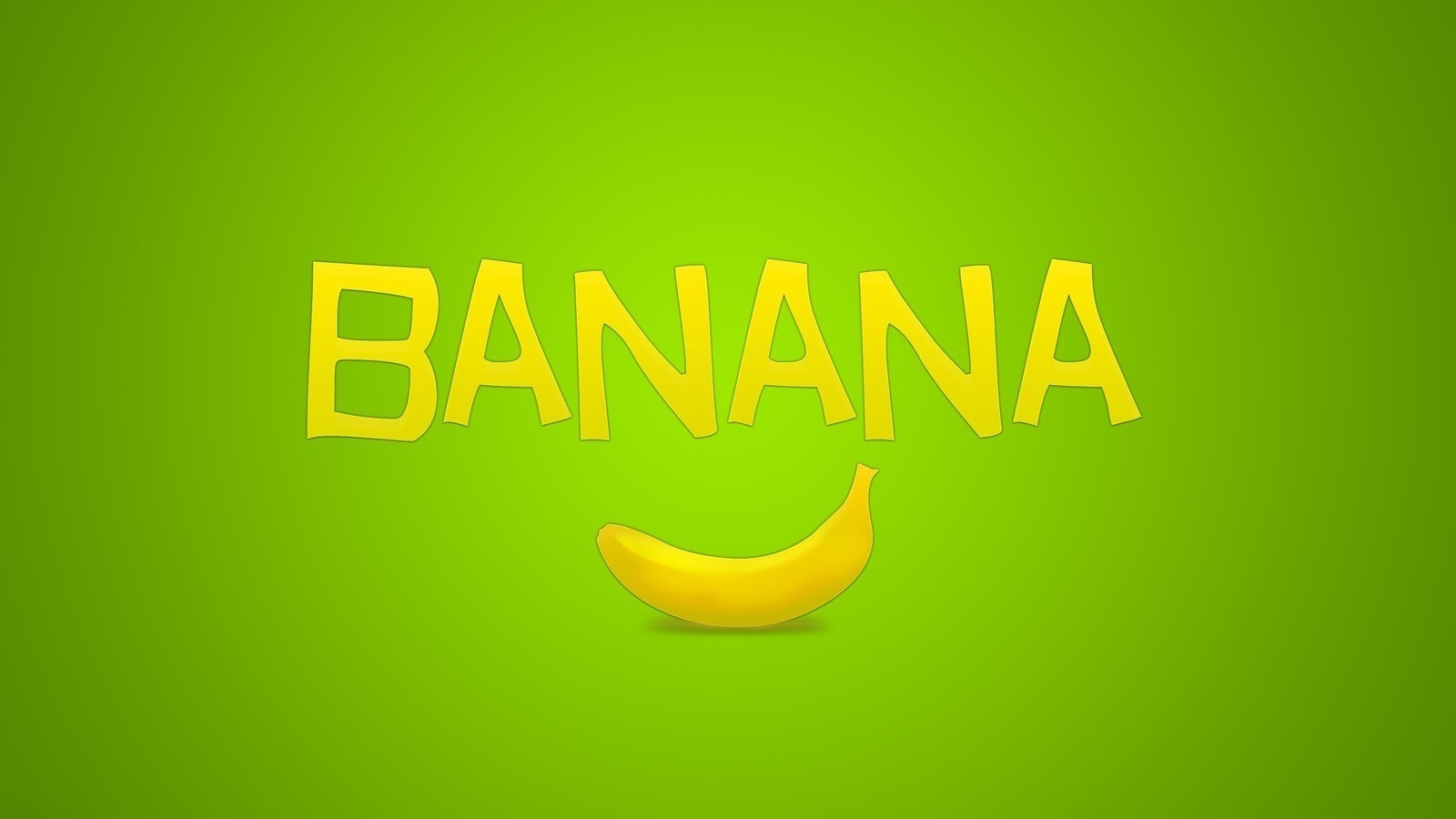 General 1600x900 minimalism digital art green bananas food fruit green background simple background typography