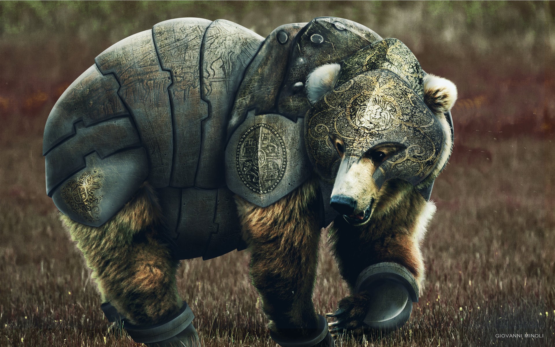 General 1920x1200 digital art bears armor fantasy art animals mammals