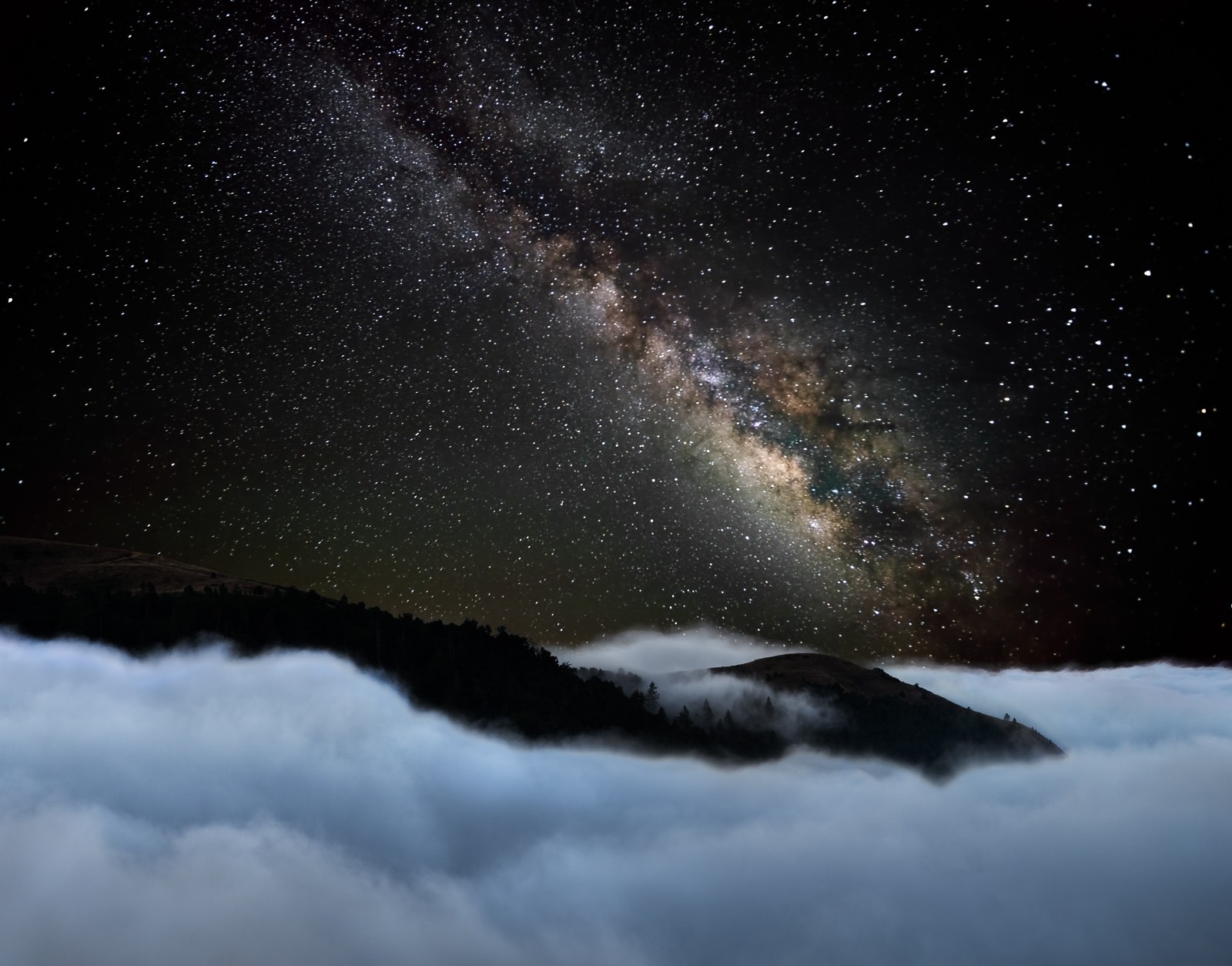 General 1600x1254 nature landscape starry night mountains mist Milky Way galaxy long exposure sky stars