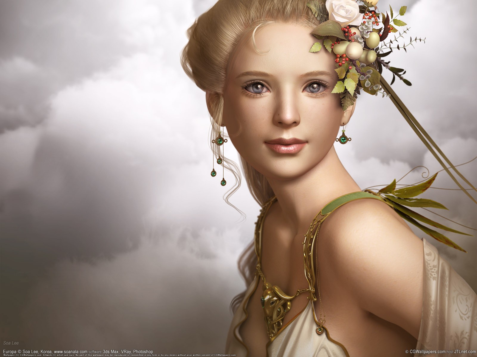 General 1600x1200 digital art fantasy art fantasy girl artwork women watermarked face portrait Soa Lee