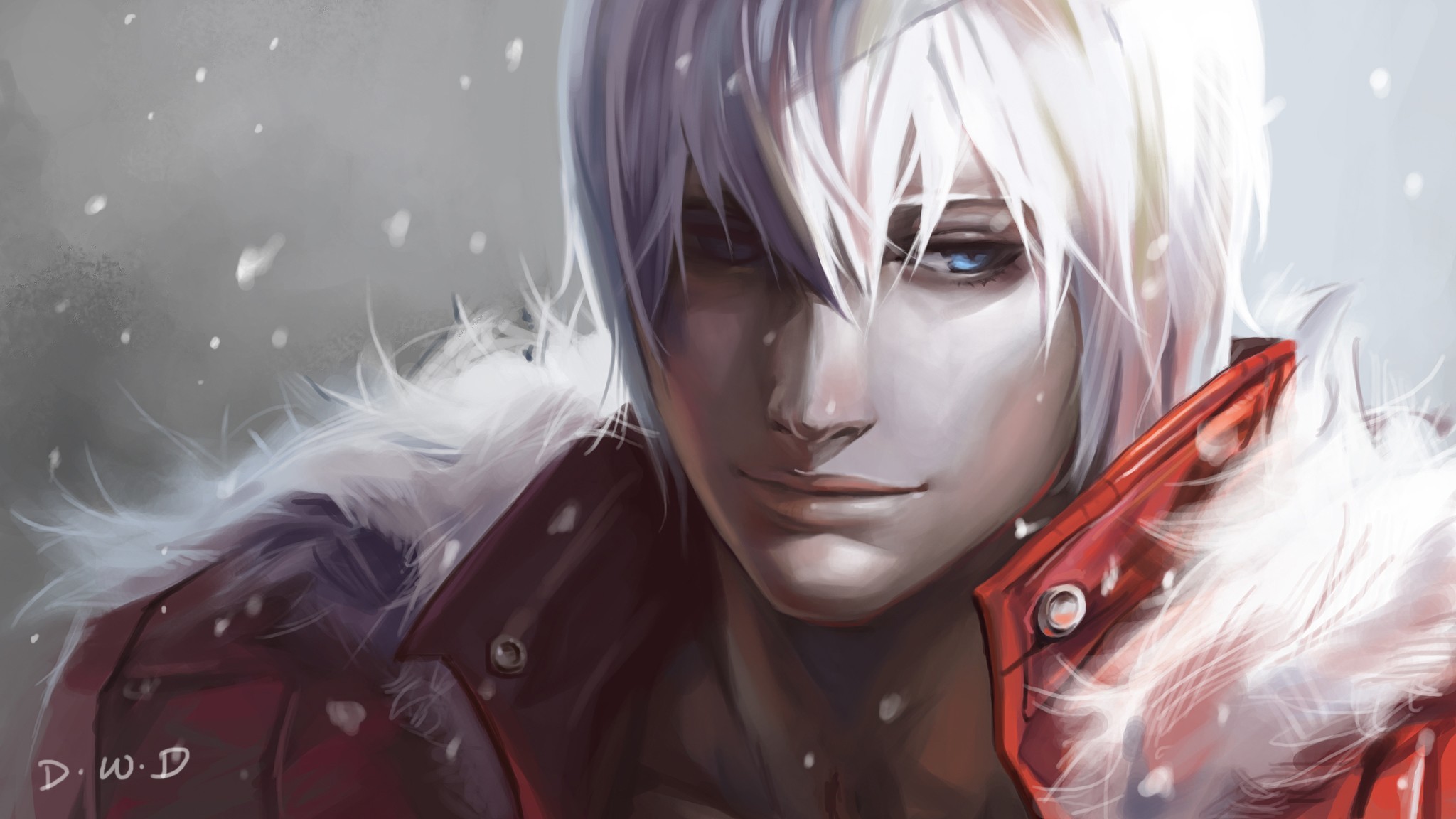 General 2048x1152 Dante (Devil May Cry) Devil May Cry video game art video games video game men face hair in face blue eyes