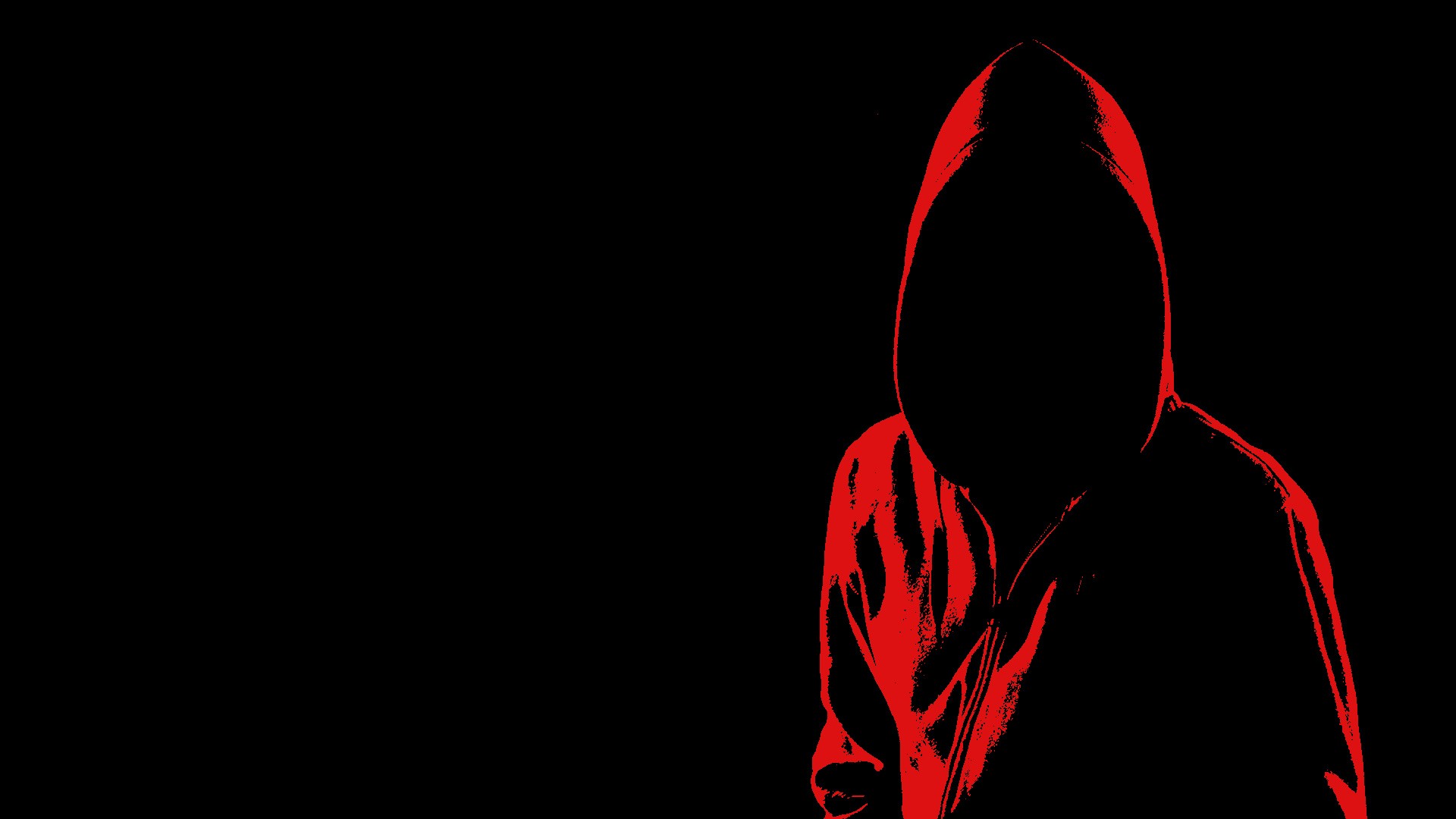 General 1920x1080 Anonymous (hacker group) red dark hoods black background simple background