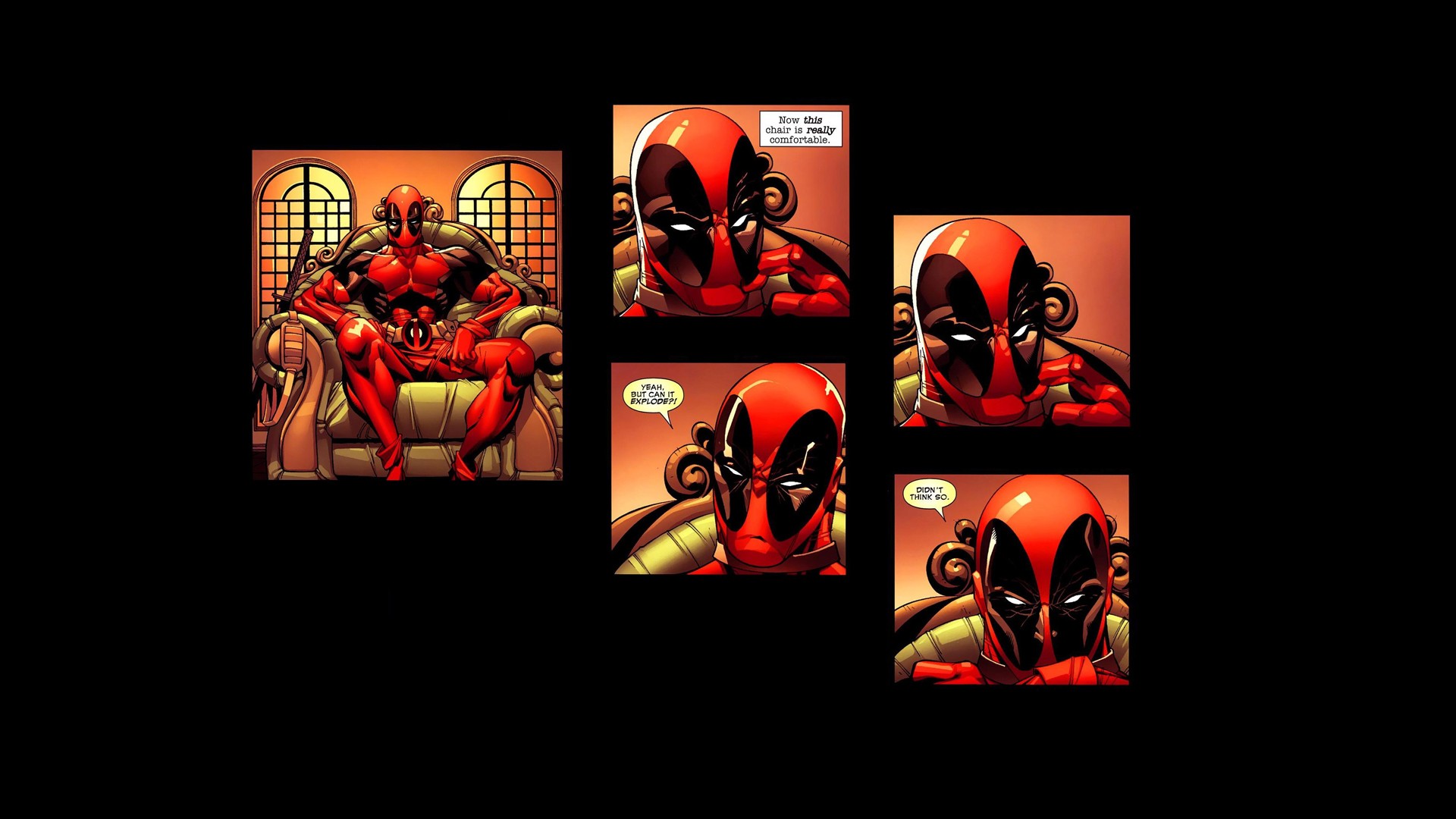 General 1920x1080 Deadpool antiheroes comics comic art Marvel Comics black background simple background Wade Wilson