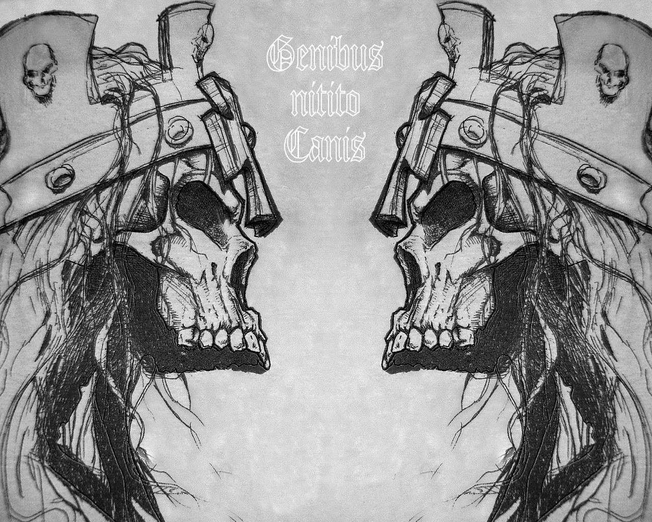General 1280x1024 skull monochrome fantasy art artwork drawing