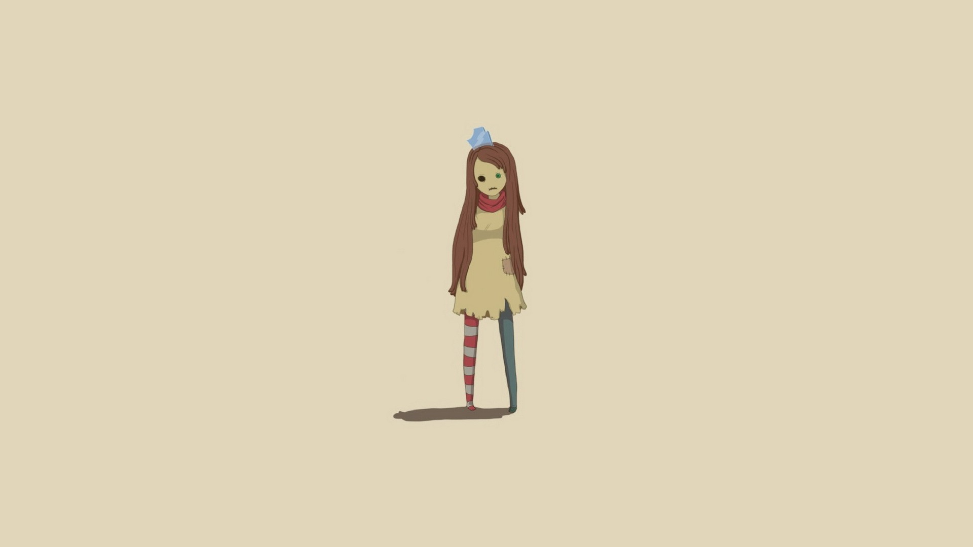 General 1920x1080 Adventure Time princess minimalism red blue brown simple background beige background long hair