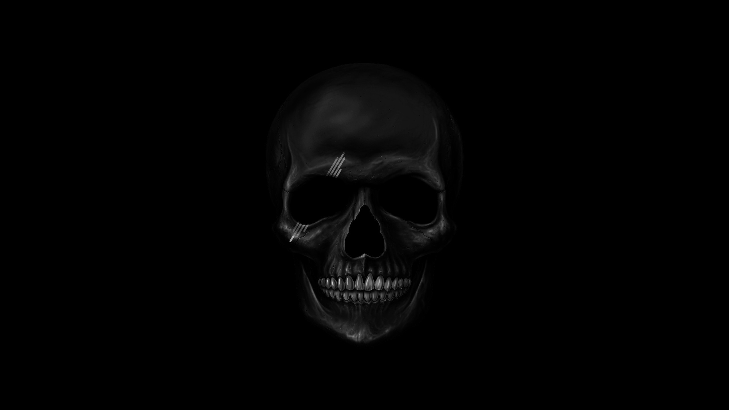 General 2560x1440 skull artwork death black black background simple background minimalism