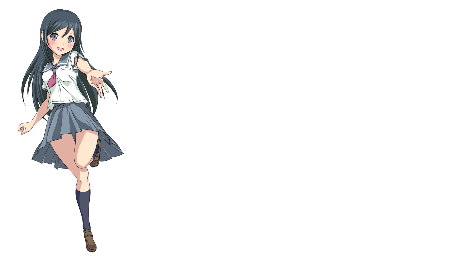 Anime 1920x1080 anime girls Ore no Imouto ga Konnani Kawaii Wake ga Nai white background simple background Aragaki Ayase anime skirt tie dark hair long hair legs