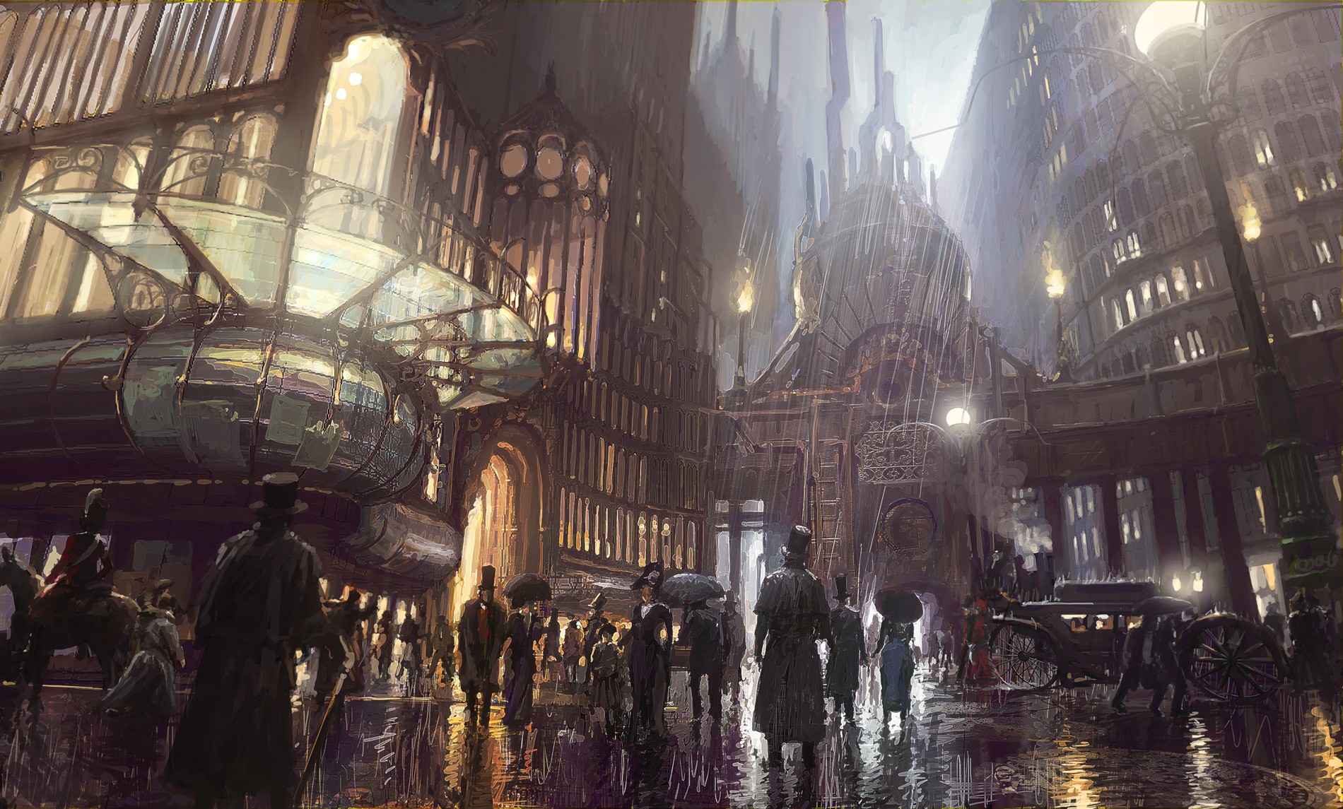General 1900x1145 rain fantasy city fantasy art steampunk concept art Pete Amachree