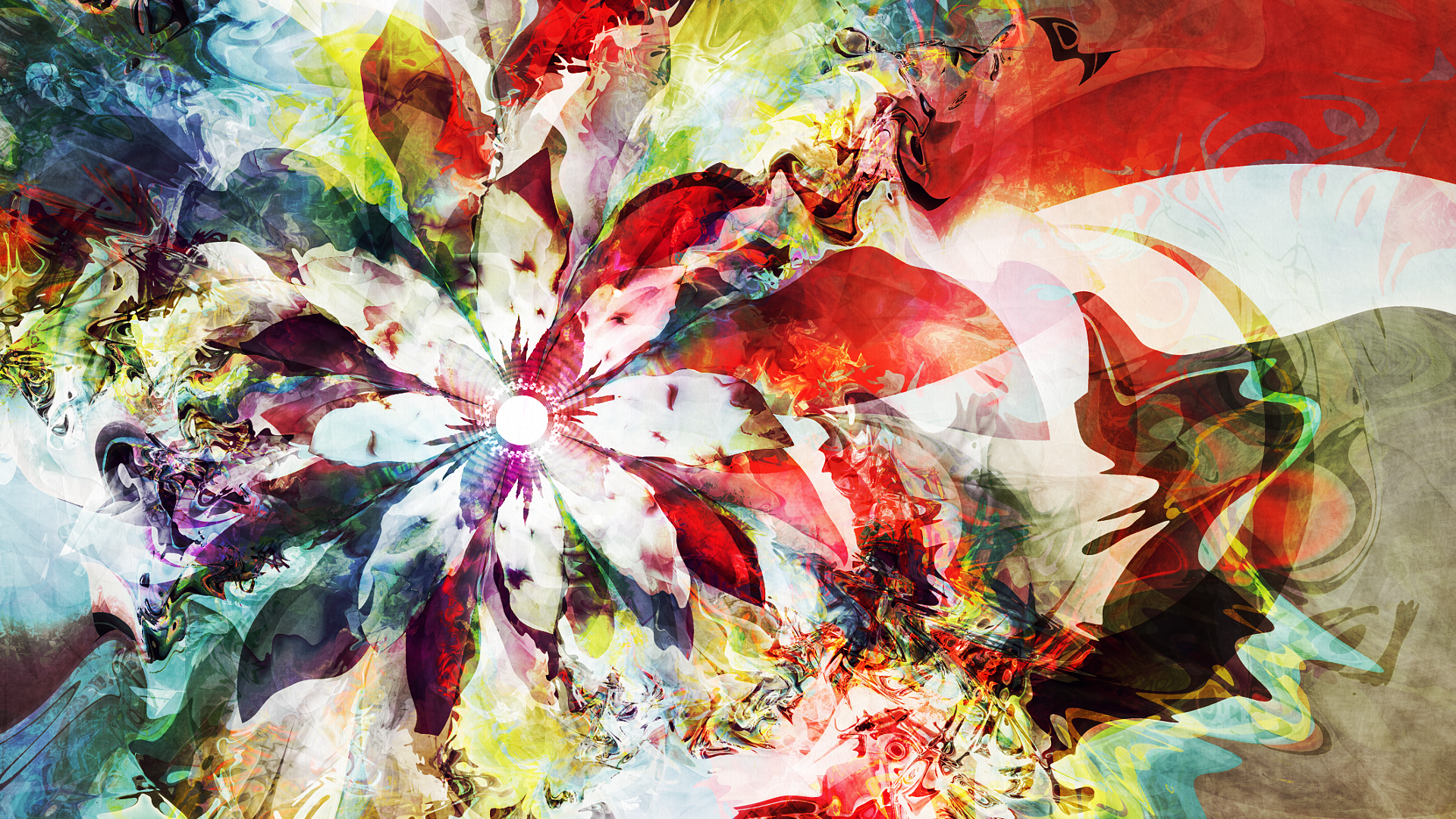 General 1920x1080 digital art colorful abstract shapes flowers