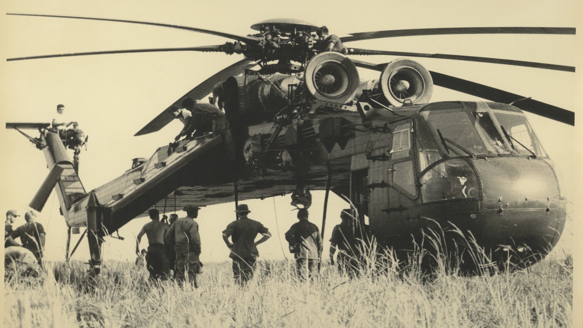 General 1920x1080 military military aircraft helicopters Vietnam War aircraft vintage war military vehicle vehicle Sikorsky CH-54 Tarhe United States Army Sikorsky Aircraft American aircraft