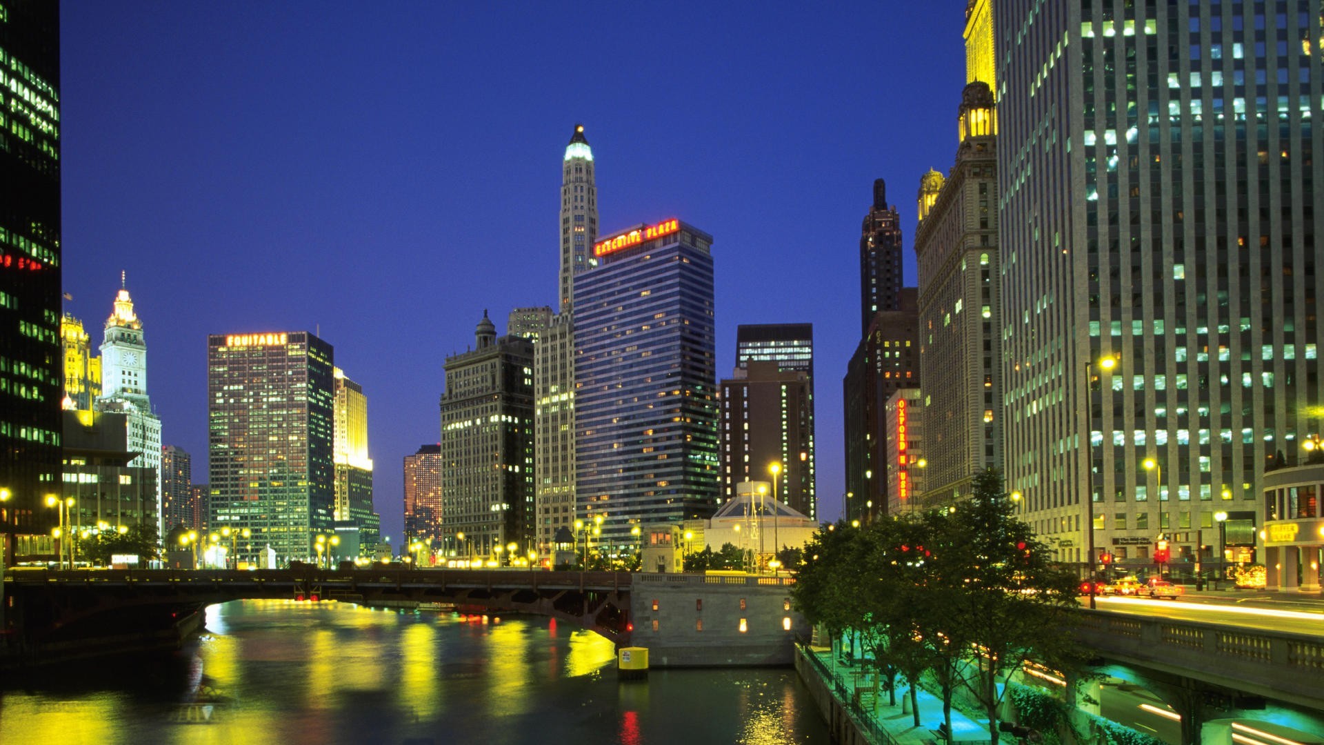 General 1920x1080 city cityscape Chicago night USA