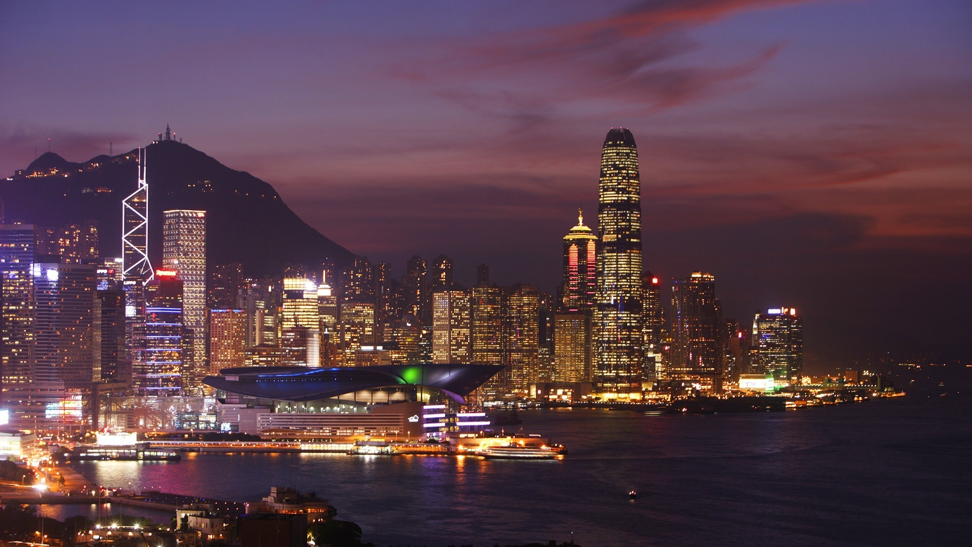 General 1920x1080 cityscape city Hong Kong China Asia city lights