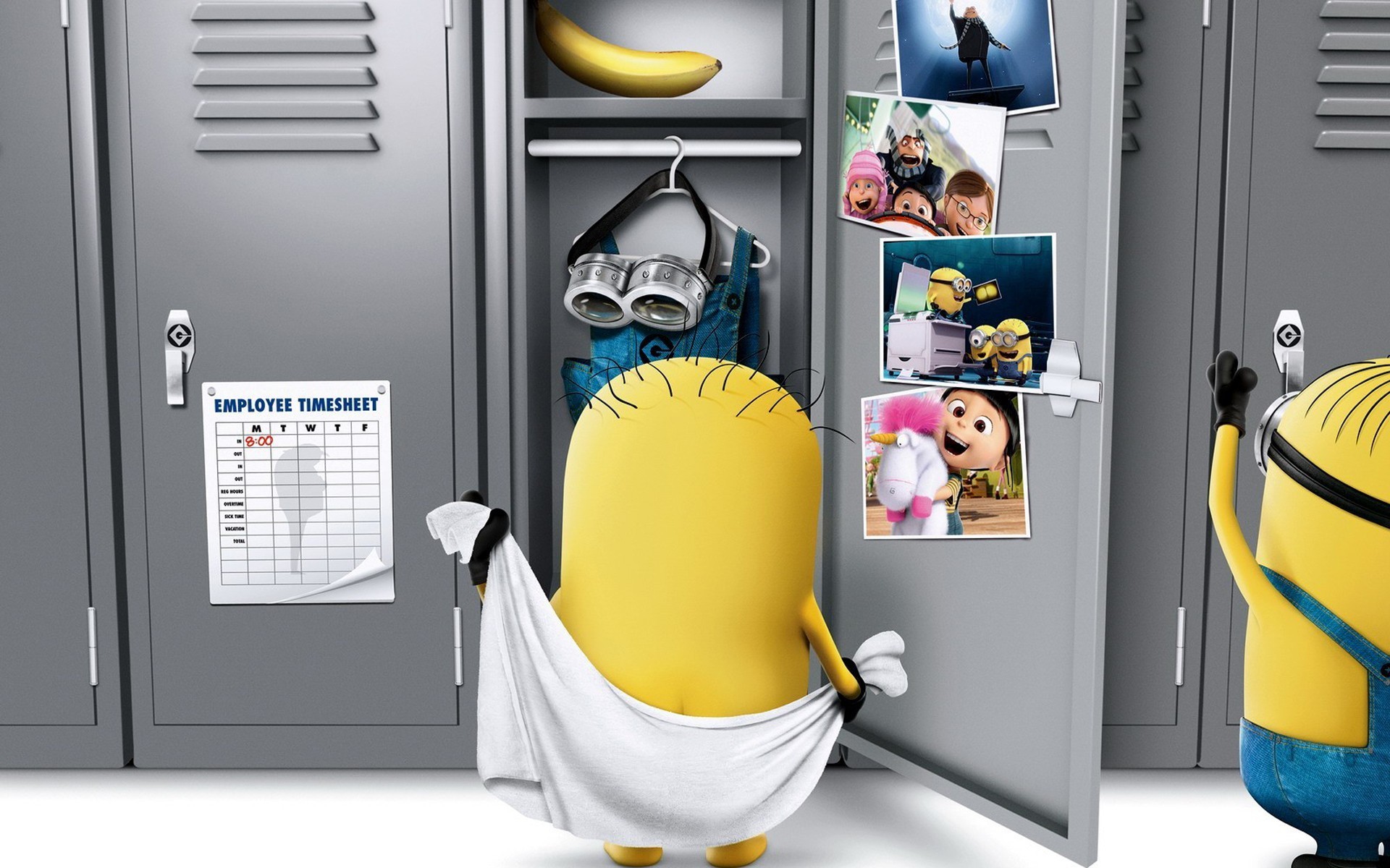 General 1920x1200 digital art movies minions bananas lockers locker room overalls animated movies unicorns