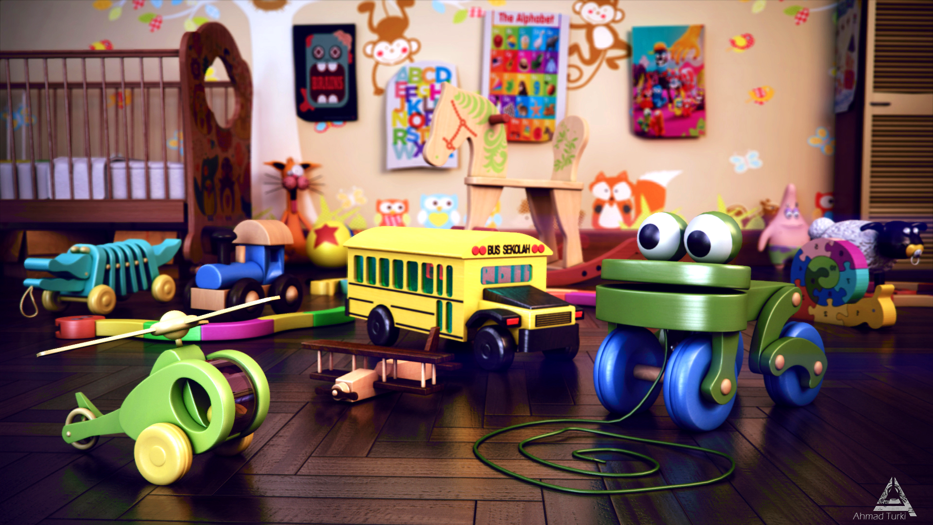 General 1920x1080 toys interior room colorful floor Patrick Star buses