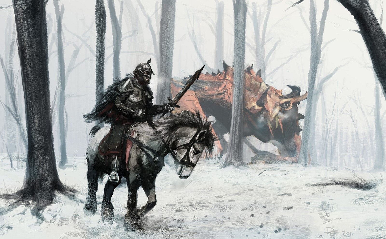 General 1600x992 forest dragon The Elder Scrolls V: Skyrim video games PC gaming fantasy art creature sword armor video game art