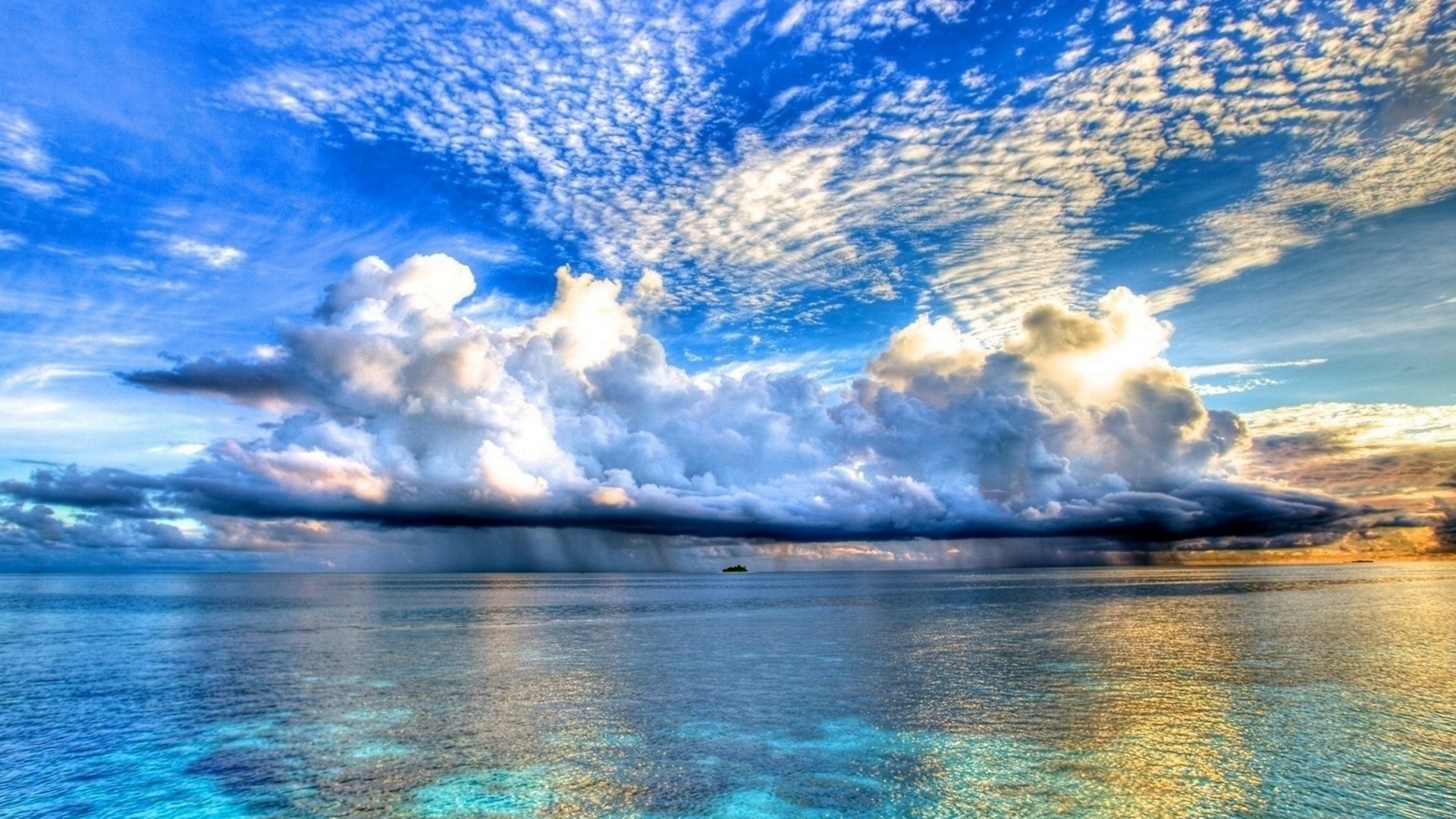 General 1920x1080 sea clouds island sky horizon cyan blue