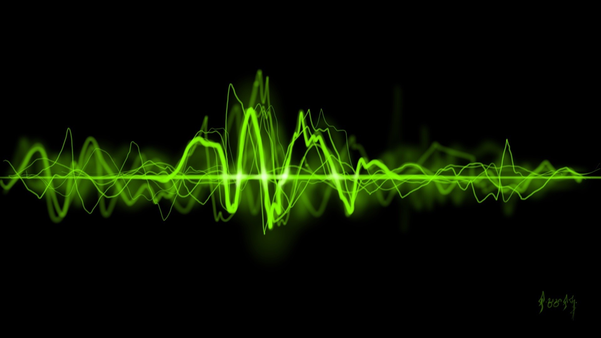 General 1920x1080 abstract lines shapes digital art green audio spectrum simple background